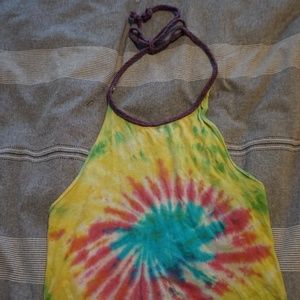 UO Ecote hippie tie dye halter crop top